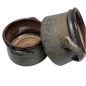 Rudi Stahl German pottery two crocks MC M signed handmade no chips or cracks.